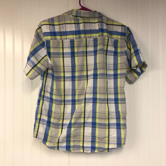 Wrangler Plaid Boys Shirt in Blue and Yellow Button Down Short Sleeve XXL 16 - Picture 4 of 4